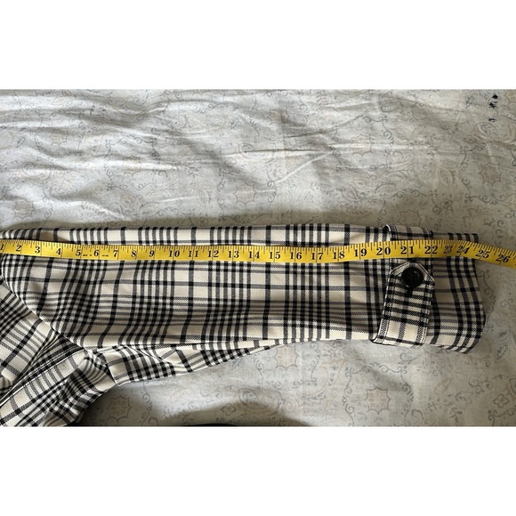 ANN TAYLOR Women's Houndstooth‎ Twill Trend Coat XL Black Beige Pocket Button Up - Picture 5 of 16